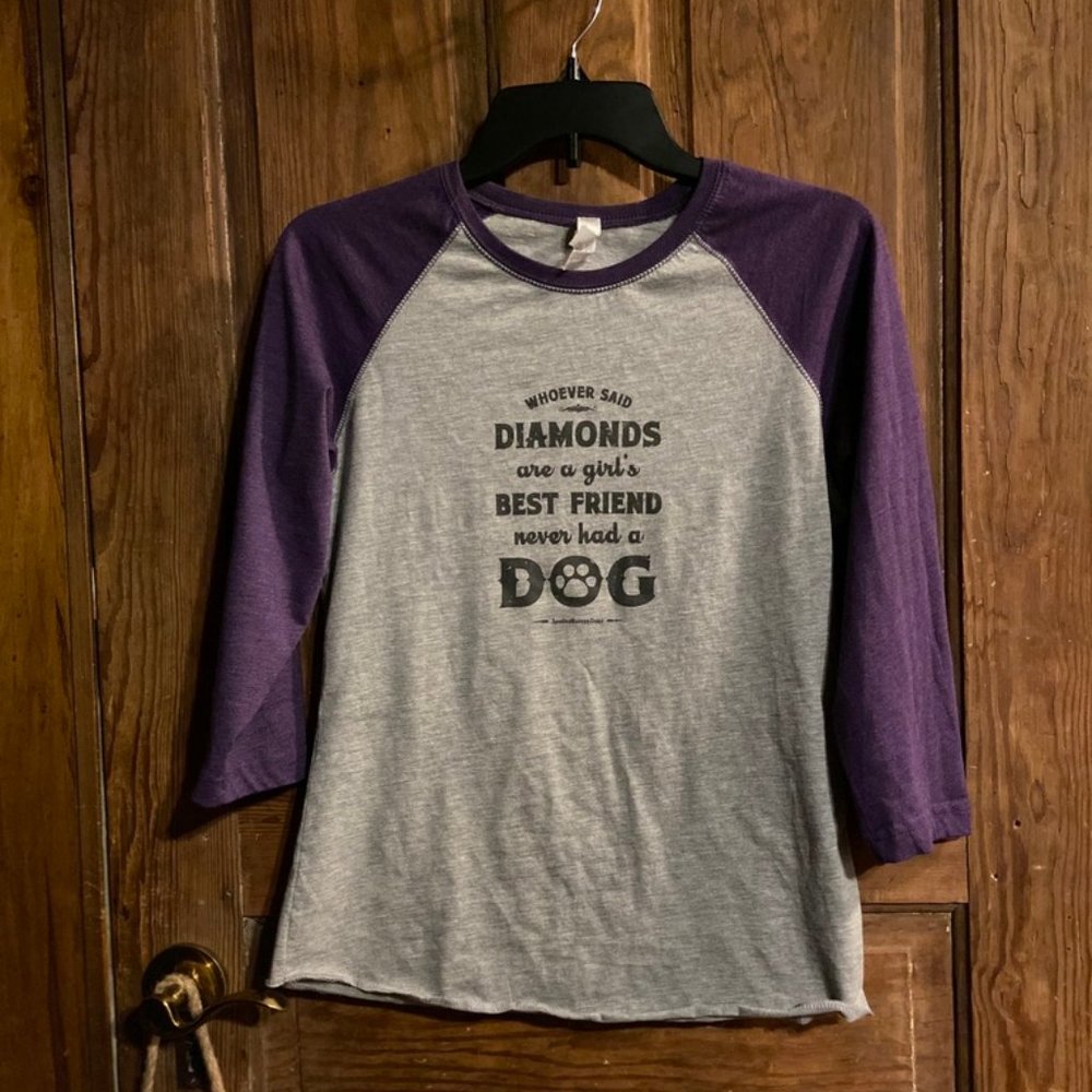 {Diamonds} Dog Mom 3/4 Baseball Tee | Size Small